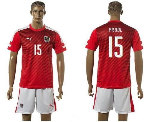 Austria #15 Prodl Red Home Soccer Country Jersey - Click Image to Close